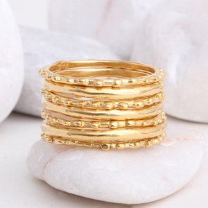 Gold Bands Gold Stacking Rings Stack Rings Handmade Rings Ring Set Stackable Rings Minimalist Ring Dainty 24K Gold Vermeil image 6