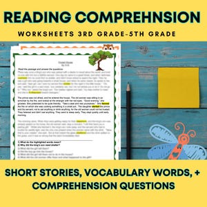 ELA Reading Comprehension & Vocabulary Worksheet: third grade, fourth grade, fifth grade, homeschool, kids, students class children download