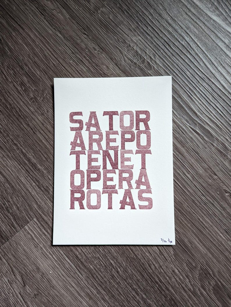 Sator Square Letterpress Print - Etsy