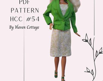 HCC #54 PDF Pattern for 11 1/2" female fashion doll, jacket and shift dress
