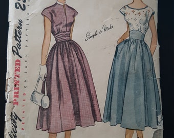 Vintage Simplicity 2897 (12, bust 30) pattern for teenage dress, cut, complete