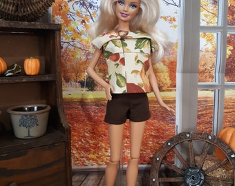 Autumn Blouse and Shorts for 1:6 female fashion dolls