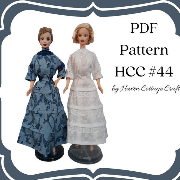 HCC #44 PDF Pattern for 1:6 female fashion doll, 1911 summer/winter dress