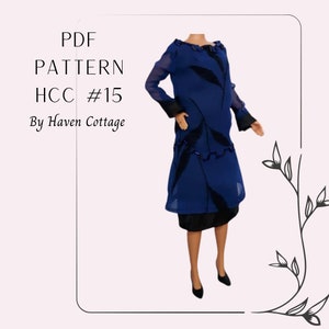 HCC #15 PDF Pattern for 11 1/2&quot; fashion doll, 1920&#39;s French fashion magazine inspired dress