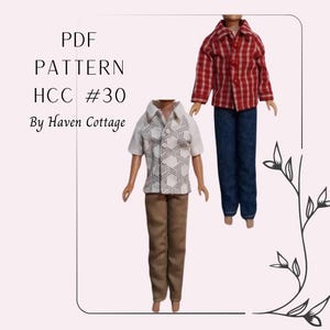 HCC #30 PDF Pattern for 1:6 boy fashion doll, Raglan Sleeve Shirt and Pants