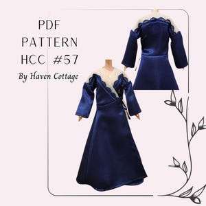 HCC #57 PDF Pattern for 11 1/2&quot; female fashion doll, robe with illusion shoulders