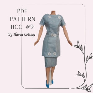 HCC #9 PDF Pattern for 11 1/2&quot; fashion doll, Fitted Long Suit with Curved Front