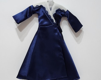 Blue Satin Robe for 11 1/2" fashion dolls