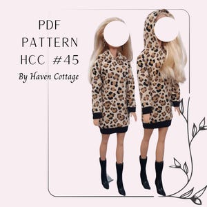 HCC #45 PDF Pattern for 11 1/2&quot; fashion doll, hoodie dress