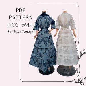 HCC #44 PDF Pattern for 11 1/2&quot; fashion doll, 1911 summer/winter dress