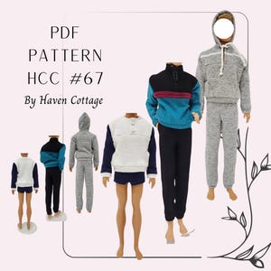 HCC #67 PDF Pattern for 12&quot; male fashion doll, mix and match casual wear