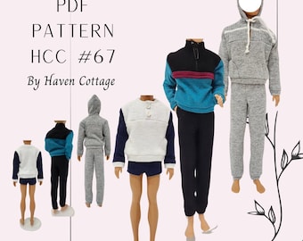 HCC #67 pdf-patroon voor mannelijke modepop van 12 inch, mix en match vrijetijdskleding