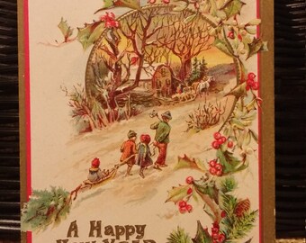 Vintage New Year's postcard dated 1910