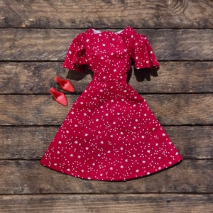 Stars on Red Dress for 11 1/2&quot; fashion dolls