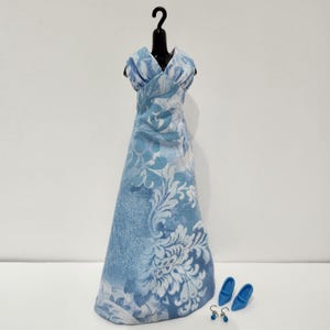 Blue Floral Evening Gown for 11 1/2&quot; fashion dolls