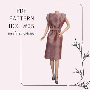 HCC #25 PDF Pattern for 11 1/2&quot; fashion doll, simple chic dress