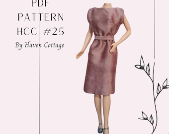 HCC #25 PDF Schnitt für 11 1/2 "Puppe, schlichtes schickes Kleid, Kleid, 11 1/2""