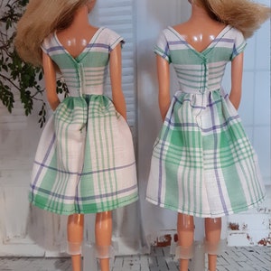 Green Plaid Dress for 1:6 female fashion dolls image 5
