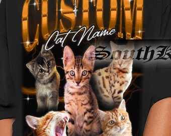 Custom Comfort Colors Vintage Pet Tshirt Pet Photo + Name Custom Cat Shirt Personalized Shirt Custom Tshirt For Humans Cat Shirt 90's Tee