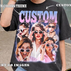 Custom girlfriend shirt with personalized photo bootleg design on Comfort Colors t-shirt