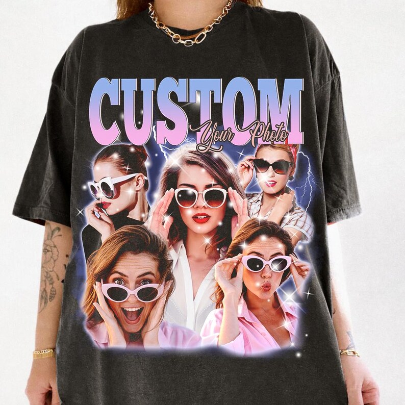 Boyfriend wearing custom girlfriend face shirt personalized photo gift