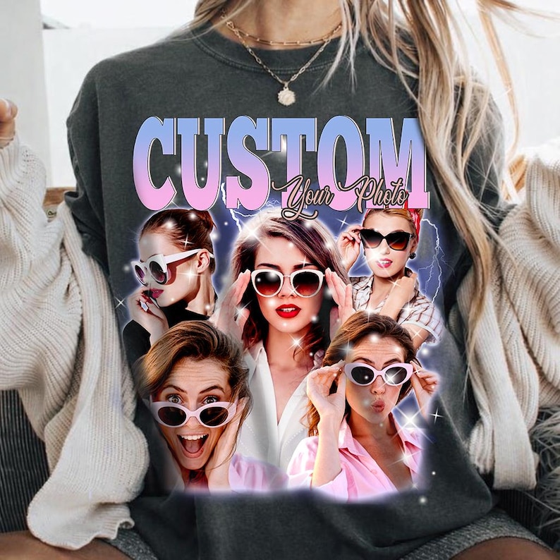 Custom girlfriend photo shirt packaged as birthday or bachelorette gift