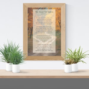 The Road Not Taken, Robert Frost, poetry print, wall art