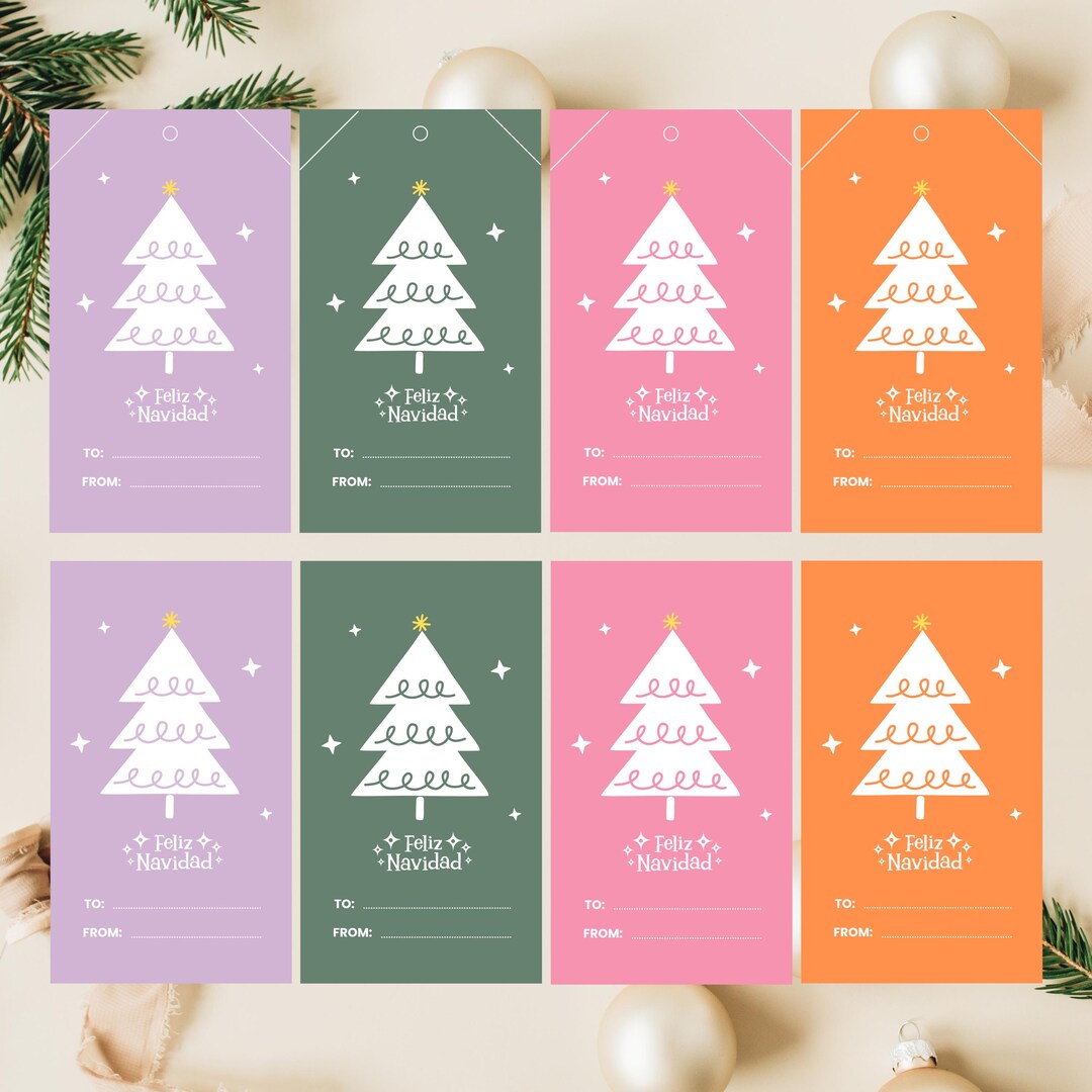Printable Feliz Navidad Gift Tags, Minimalist Christmas (canva Template ...