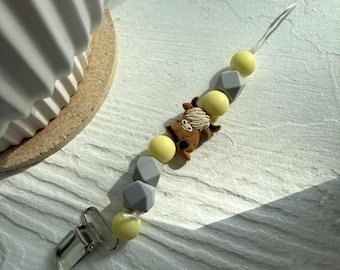 Dark Brown Highland Cow Baby Pacifier Clip