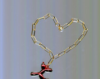 Unisex BALLON necklace made with stainless steel chain and metallic acrylic charm