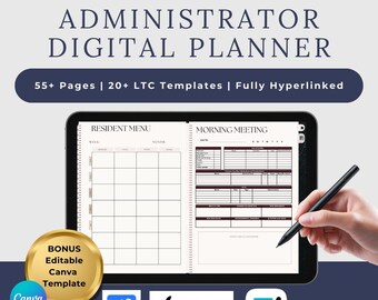2026 LTC Administrator Digital Planner | Nursing Home Organizer (PDF & Canva Template)