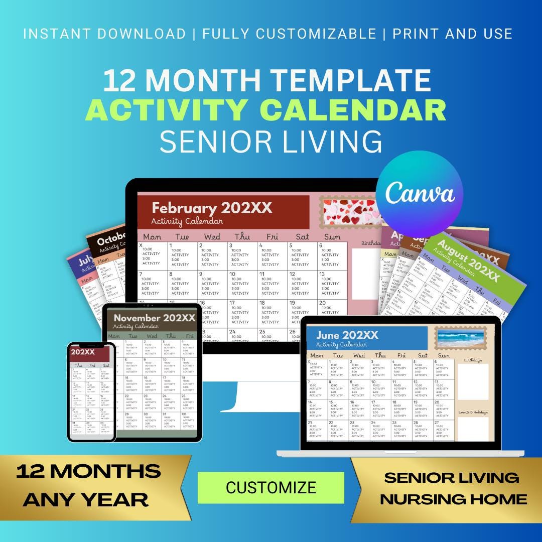Nursing Home Activity Calendar, Activities for Seniors, Elderly