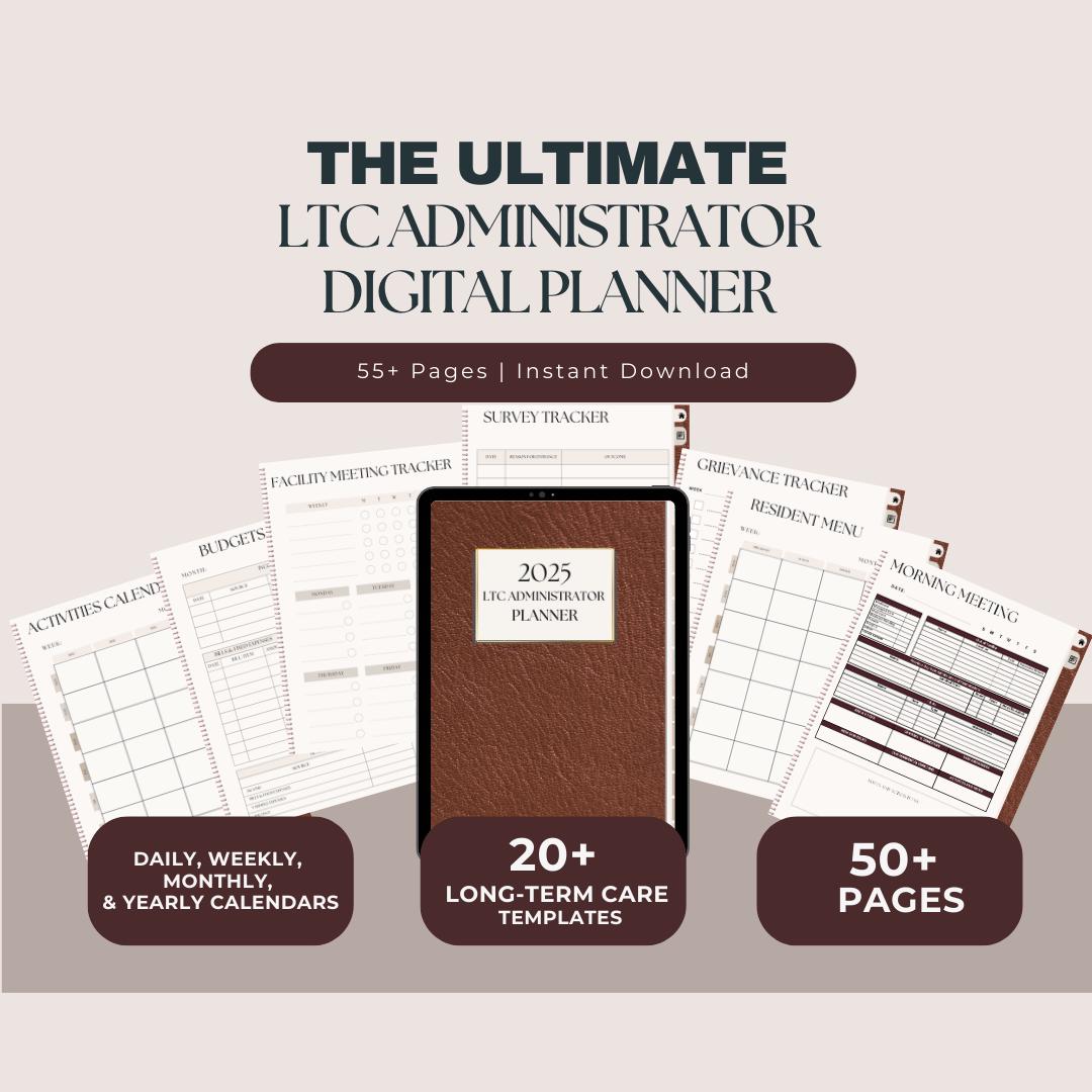 Long term care administrator planner, LTC digital planner, nursing home administrator, skilled nursing organizer, gift for administrator