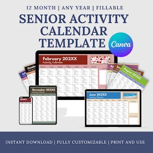 Sjabloon kalender activiteiten voor senioren | Verpleeghuis en begeleid wonen (Canva)