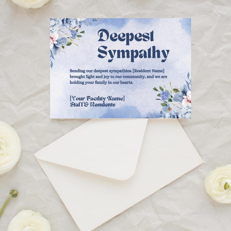 Sympathy Card Template, Canva Template, Senior Care, Nursing Home ...