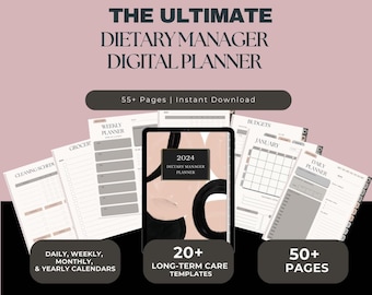 Dietary Manager Digital Planner for Long-Term Care, Senior Care, Nursing Homes, and Skilled Nursing Facilities