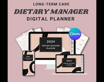 Nursing Home Dietary Manager Digital Planner, Daily calendar for Long-Term LTC Care Dietary Services, Senior Care, and Skilled Nursing