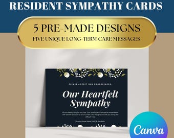Assisted Living sympathy card, senior living bereavement gift, printable thinking of you canva template, nursing home marketing download