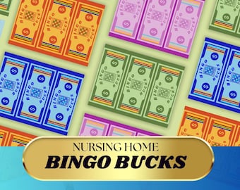 Bingo Bucks imprimible / Actividades para residencias de ancianos (plantilla de Canva)