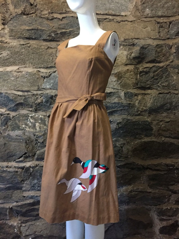 vintage malia of honolulu hawaiian dress in brownw