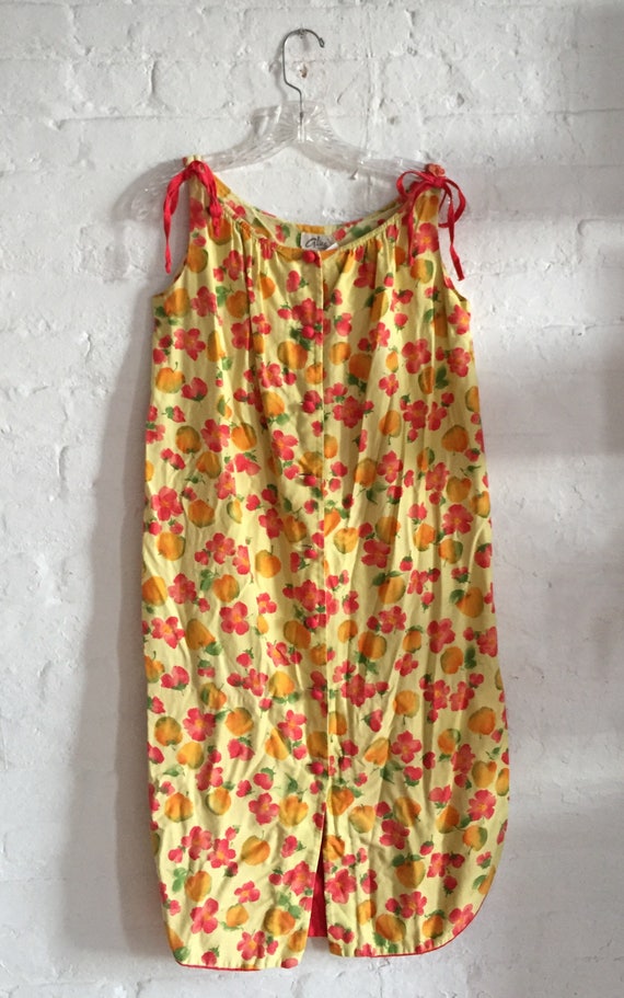 Vintage smock cotton Yellow mini-dress beach cover