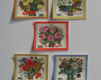 Vintage Flower stamp set Germany stamps 1970's #661