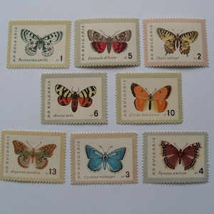 Vintage Butterfly 8 stamp set Bulgaria stamps 1980&#39;s #103