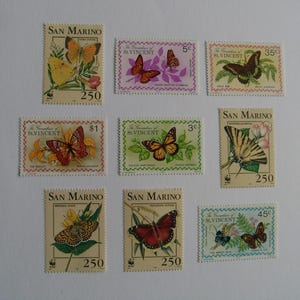 Vintage Butterfly group of stamps 1980&#39;s #285