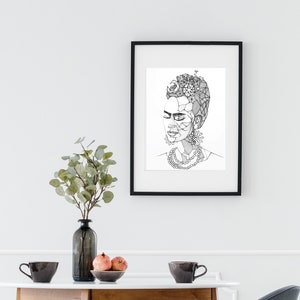 Frida In Meditation Print, Artist Portrait, Woman Face Illustration, Inspiration Art