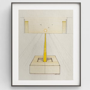 Spirit of Place, Louis Kahn Quote, Salk Institute illustration, Architecture, Art Print