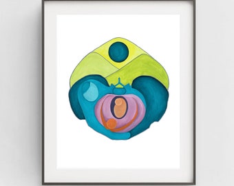 Pelvic Floor Print, Women Art, Fine Art Print, Anatomy, Maternity, Generations, Pregnancy Art