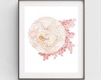 Sacredness of Life Print, Pregnancy Art, Mandala Series, Watercolor Print, Abstract Embryo, Gift for Mother