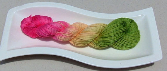 Pink Calla Lily- 100 Organic Cotton Hand Dyed Variegated Sport Weight Yarn