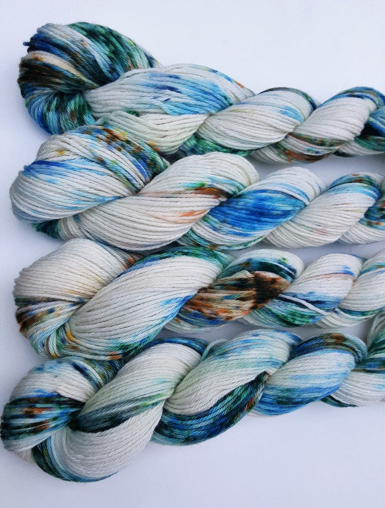 Hand Dyed Speckled Variegated Hand Painted Yarn Muddy Waters- 100 Cotton